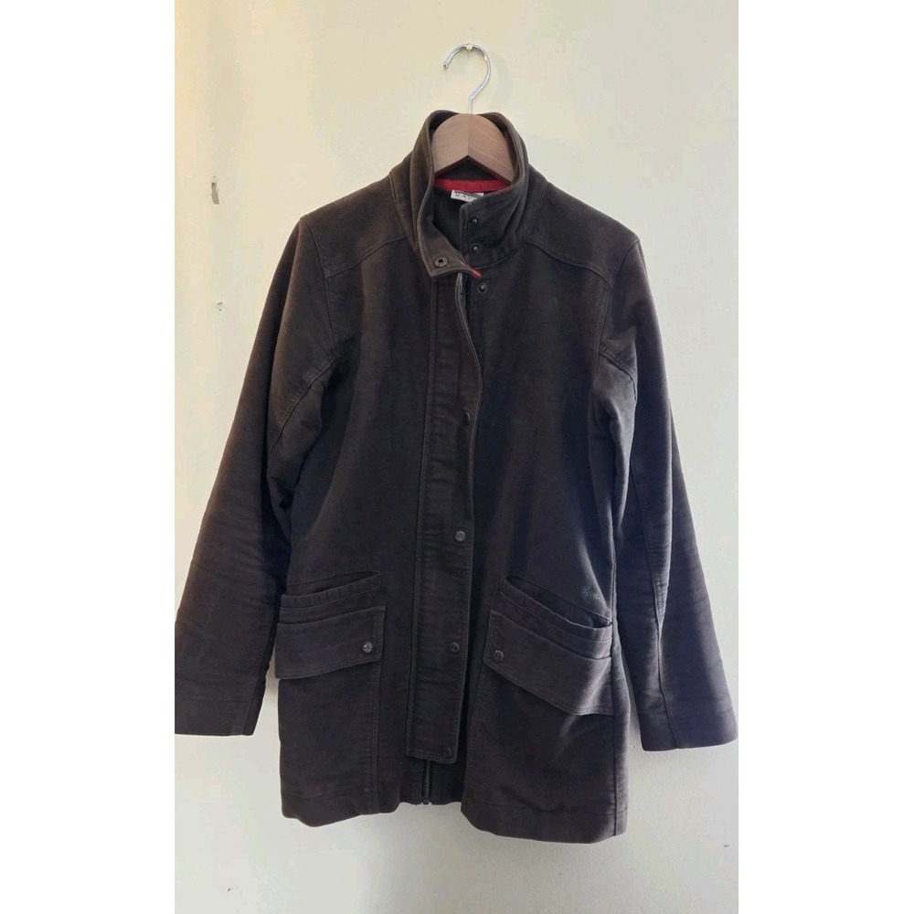 Kavu Lined Coat Jacket Shacket Brown Woman's Small Zip Button 100% Cotton Chore